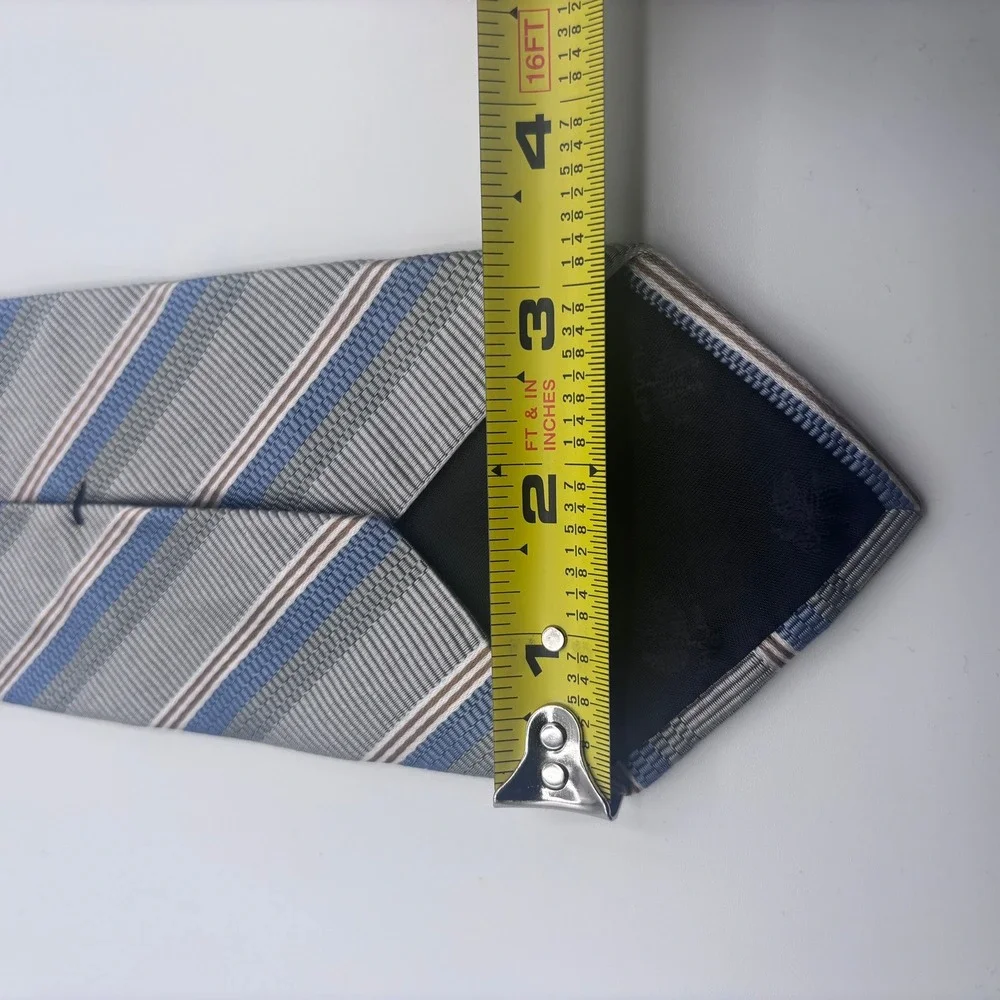 Brooks Brothers Makers Merchants Tie Gray Blue Striped Silk Formal Business Prep